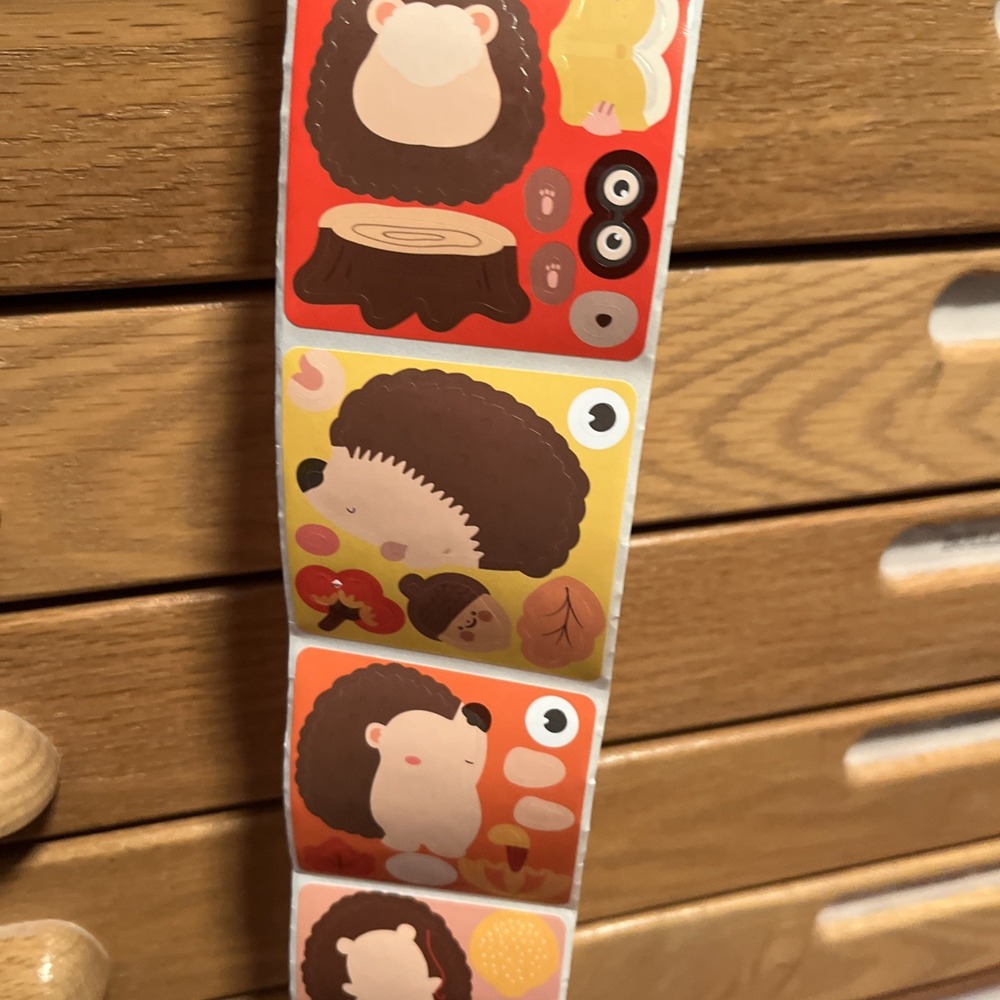 Hedgehog Fall make your own face Sticker roll 300 piece